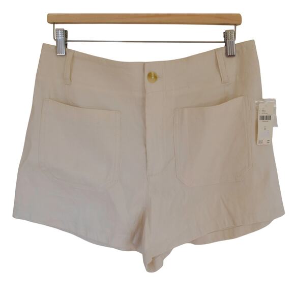 Anthropologie Maeve Colette Shorts White Women's 31 High Rise Patch Pockets - Picture 3 of 7